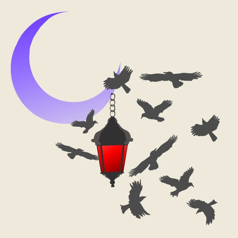 Laterne, Vogelschwarm, Mondsichel, verschenken