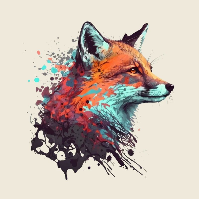 COOLER FUCHS / FOX / FUCHS KOPF / WATERCOLOR