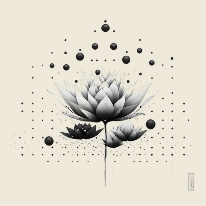 Conception de la nébuleuse du lotus en noir et blanc