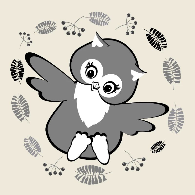 Hibou ludique dans les feuilles d’automne