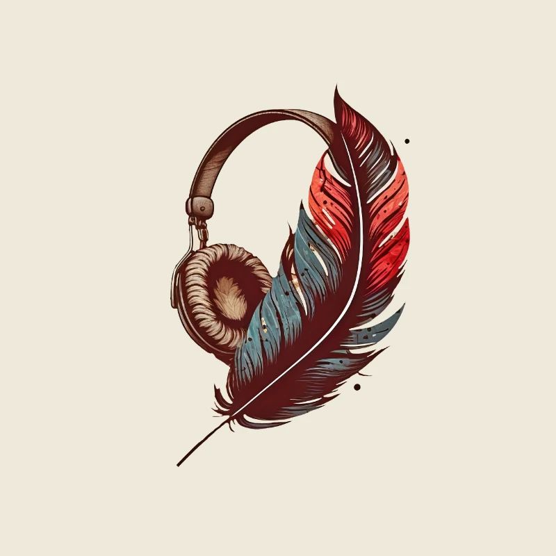 Old Headphone Design with Pen, Music Lovers