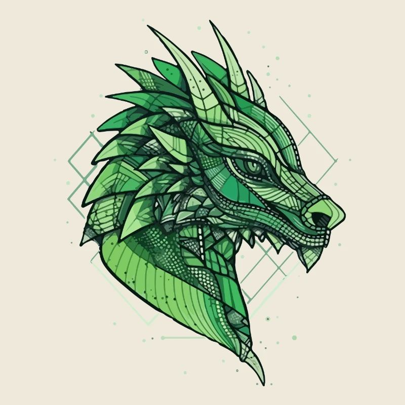 Stilisierter, geometrischer Drache