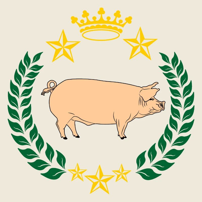Cochon taché dans une couronne de laurier
