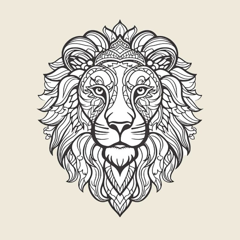 Detailed Lion Face Pattern