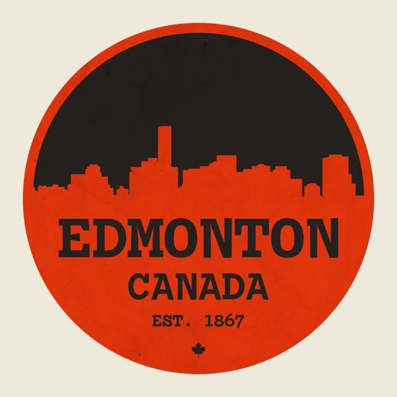 Edmonton Skyline Retro Circle