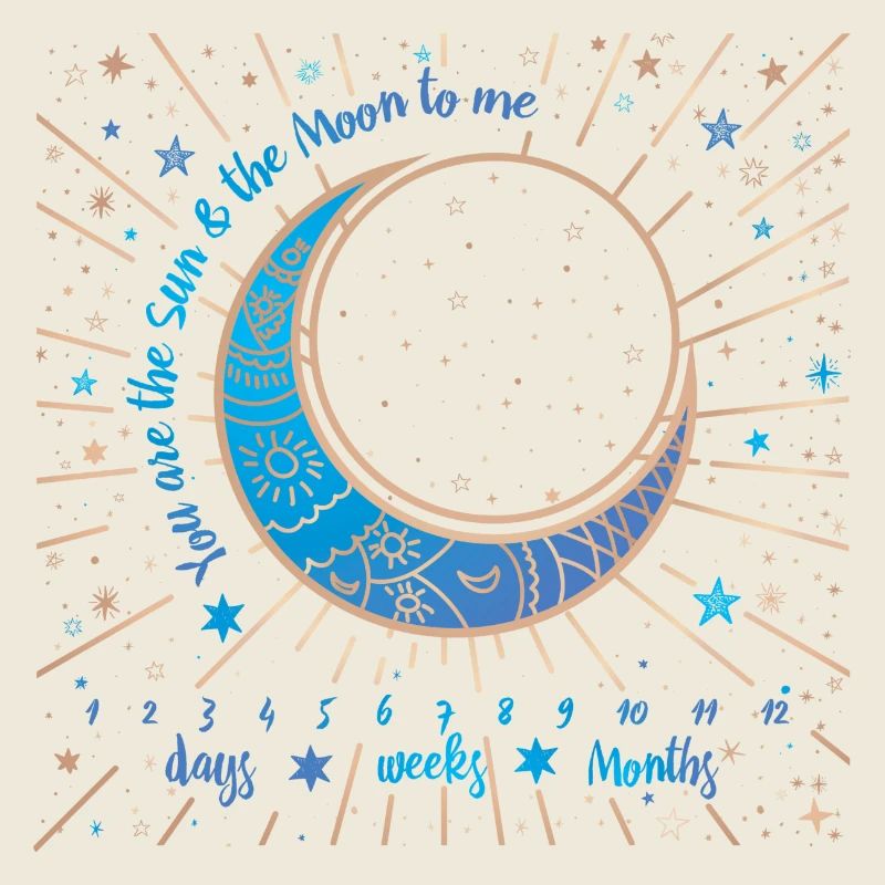 Lune bleue ornée et éclats stellaires