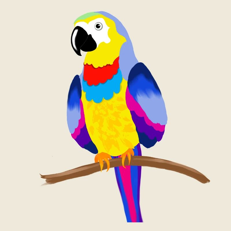 Colorful parrot on a branch - yellow