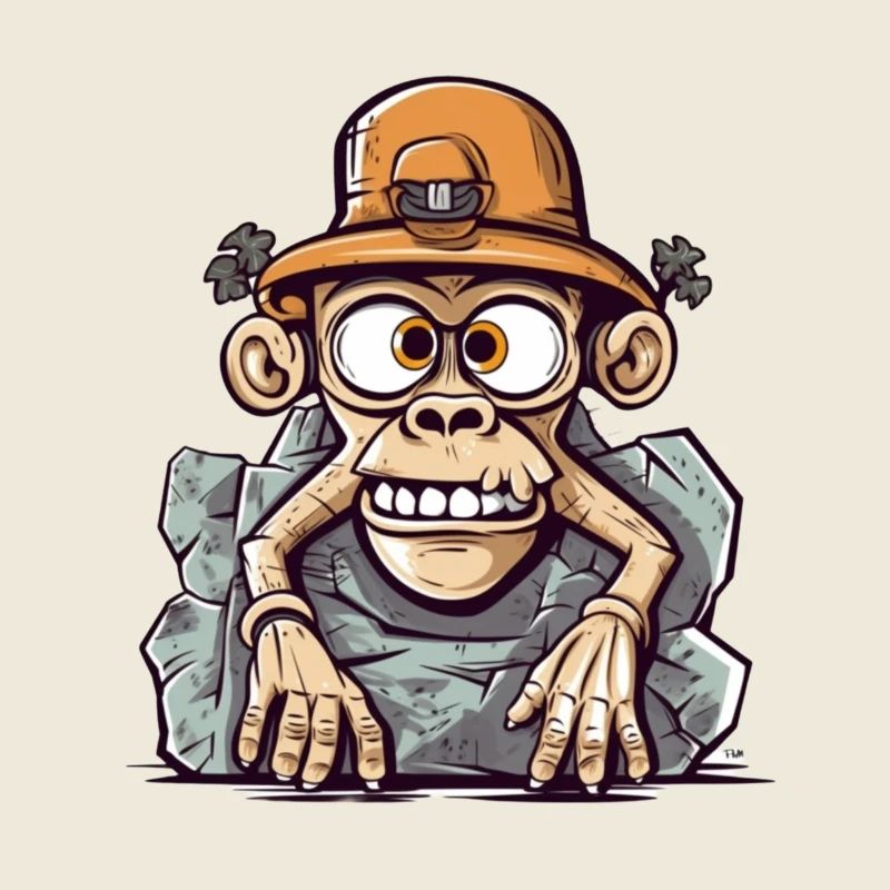 Œuvre d’art de singe aventureux avec chapeau d’alpinisme