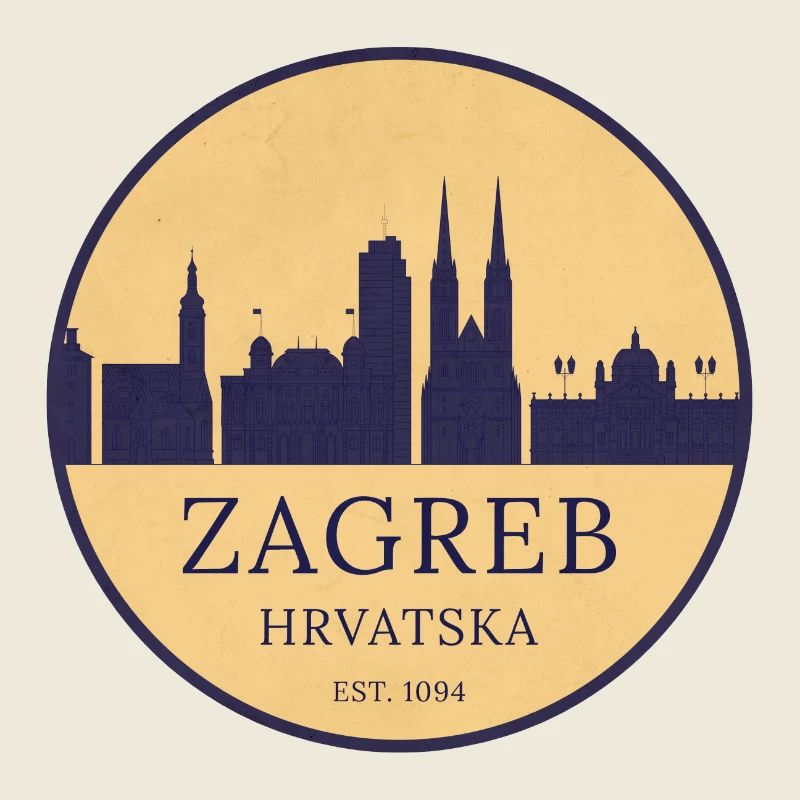 Zagreb, Croatia - Skyline Badge