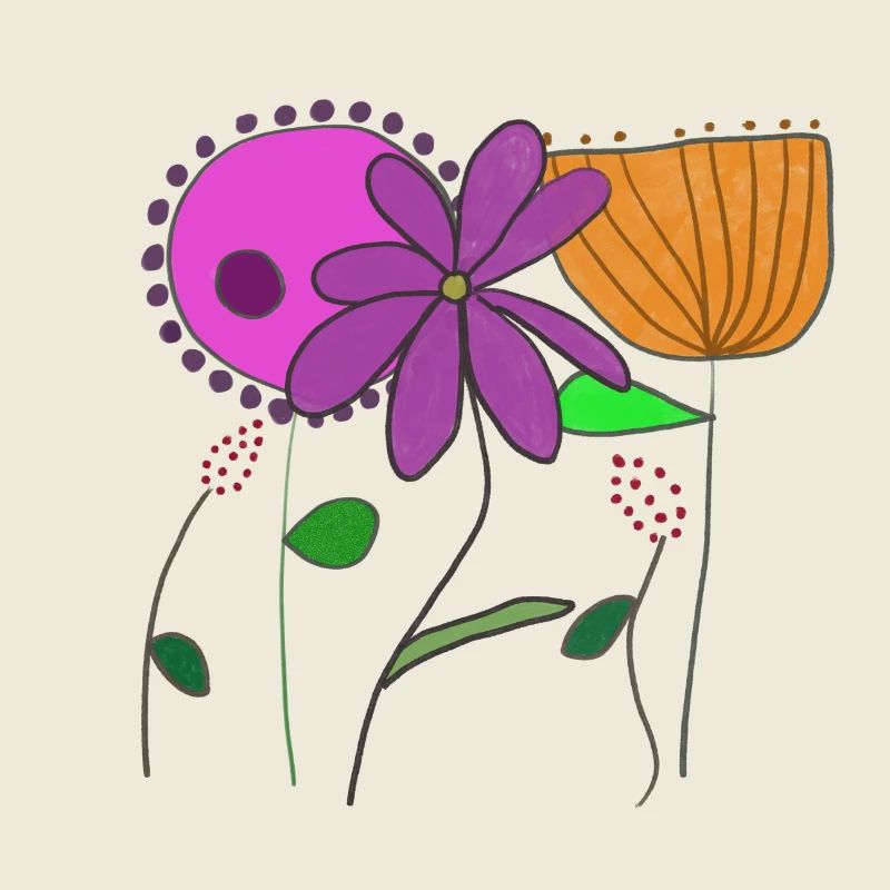 Blumenmotive mit bunten Blumen und Blättern