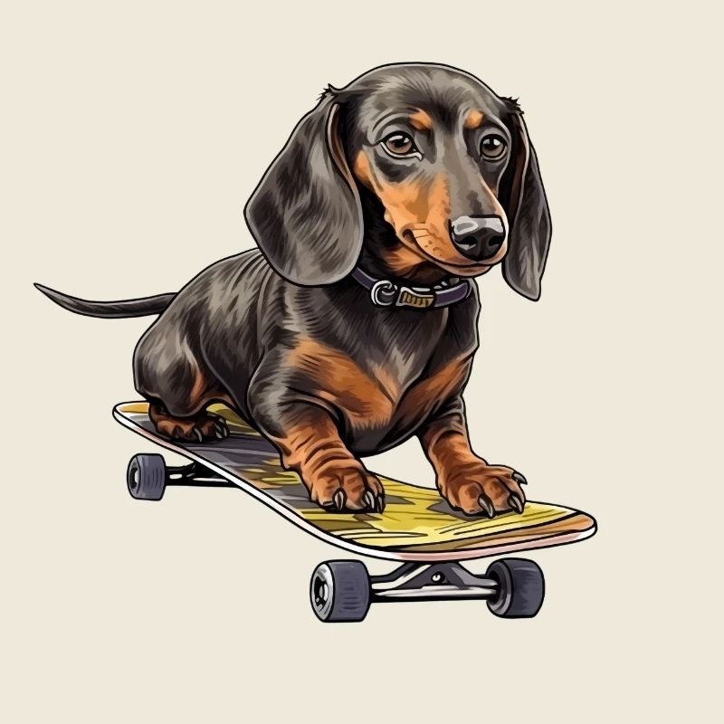 Aventure en skateboard teckel