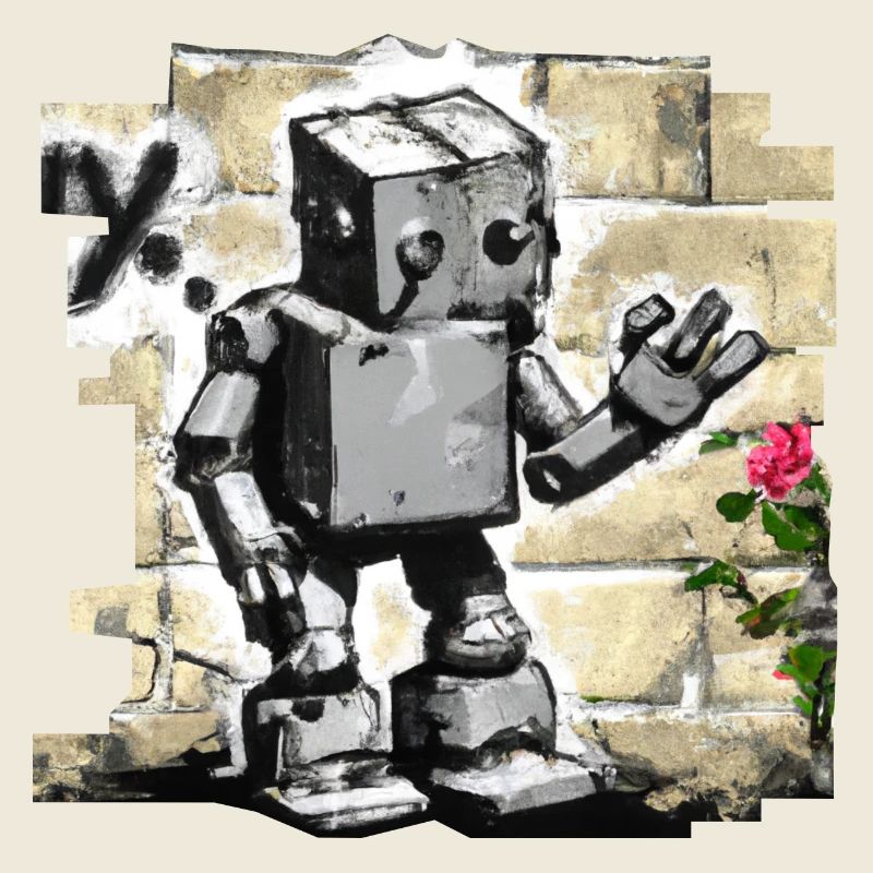 Robot Comic Graffiti Wall Character Rose Urban