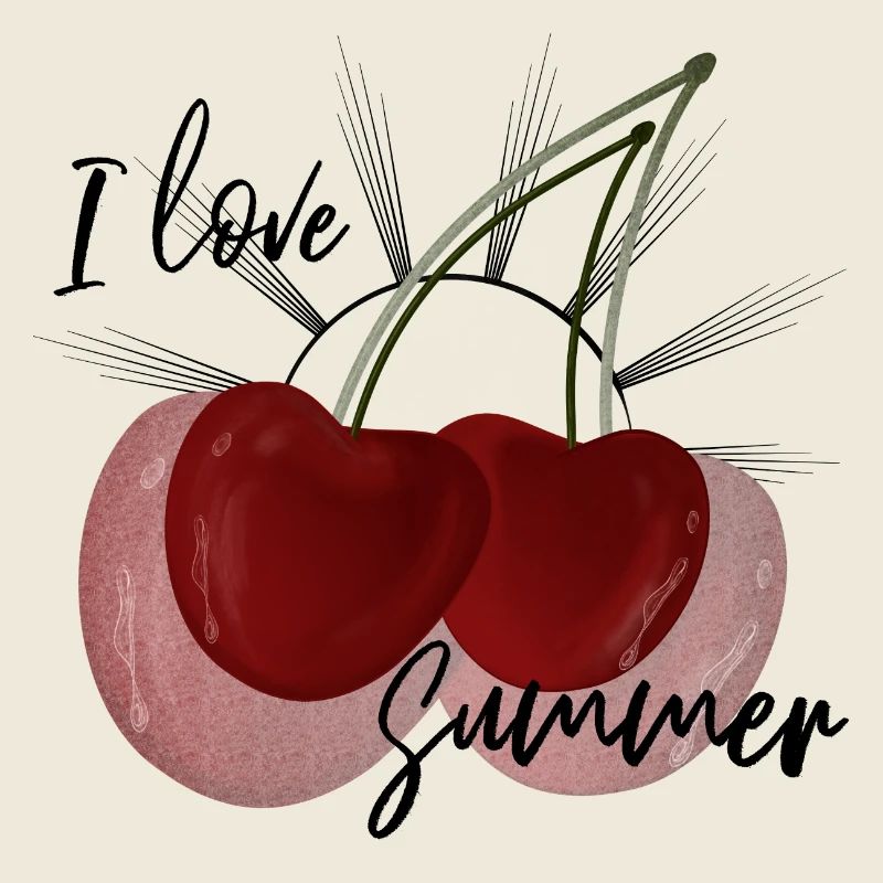 J’adore le design de cerise d’été mignon