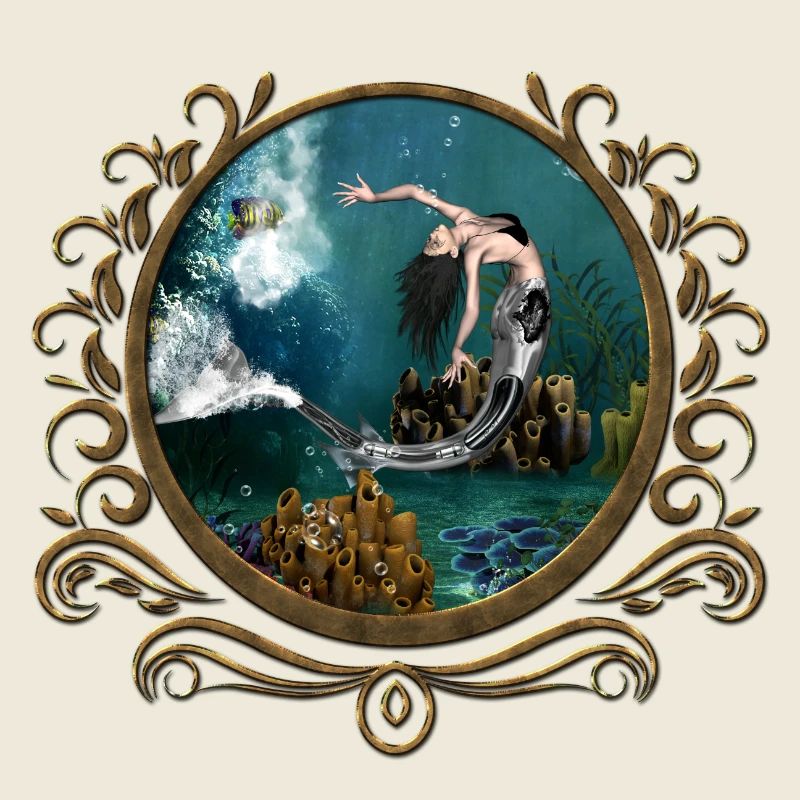 Merveilleuse sirène steampunk dans l’océan profond