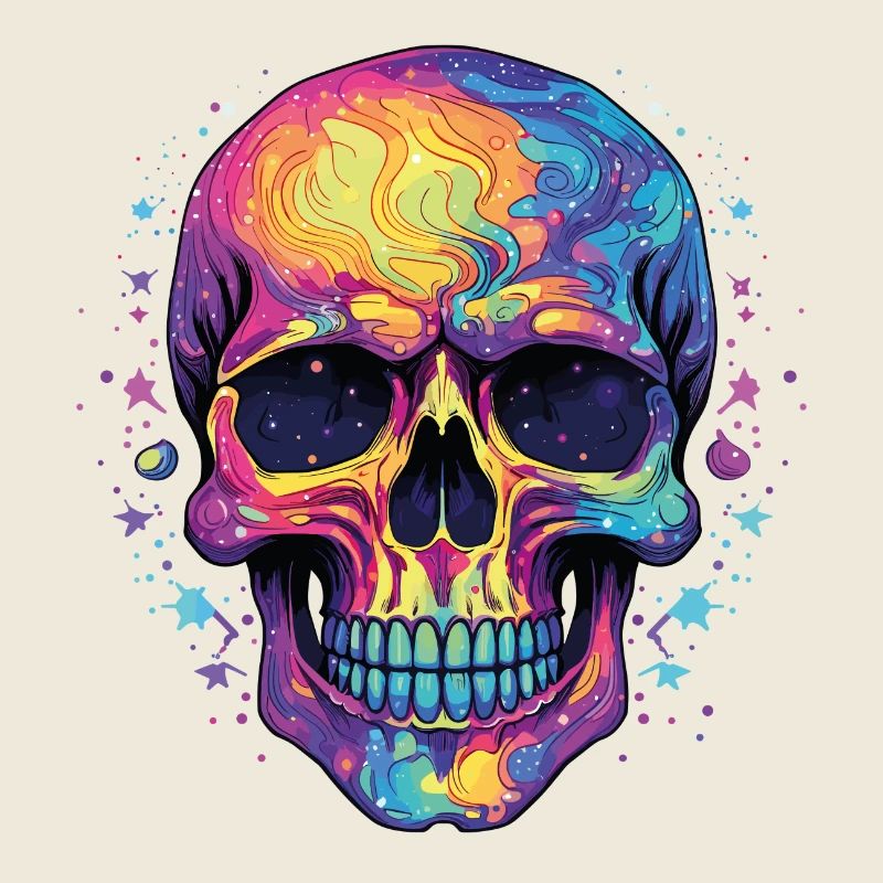 Psychedelisch Neon Schädel