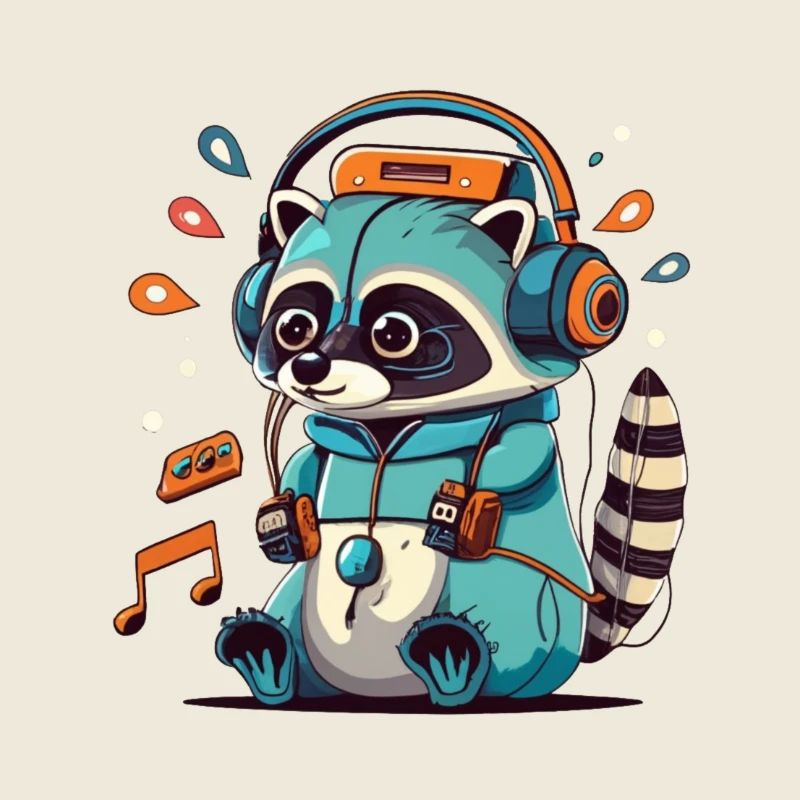 Waschbär DJ Kapuzenpullover in Aqua Neon