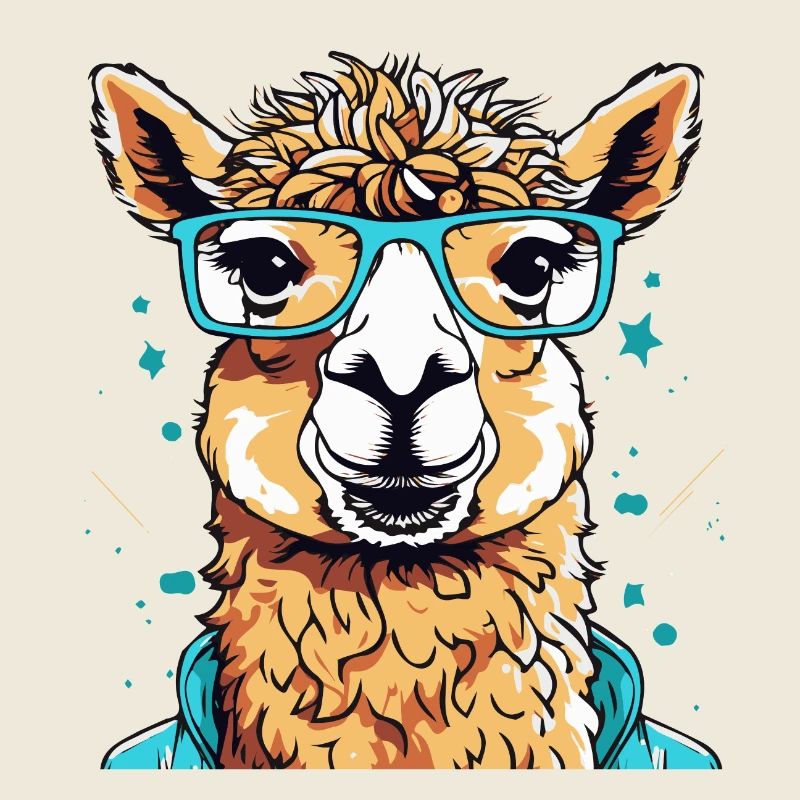Lama mit Brille bunte Farbsplash