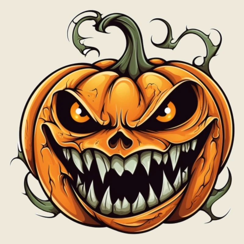 Creepy pumpkin with an evil grin