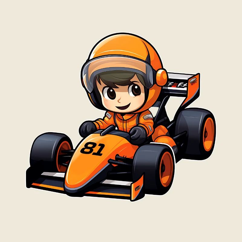 Racing Driver in Orange Car - 81 - Formula Car