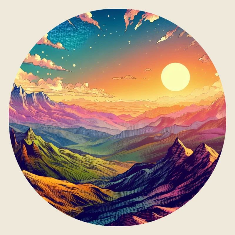 Landscape Colorful Epic Sunset Comic