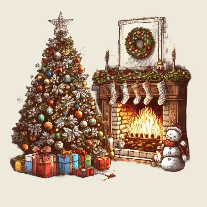 Décoration de Noël festive avec sapin de Noël