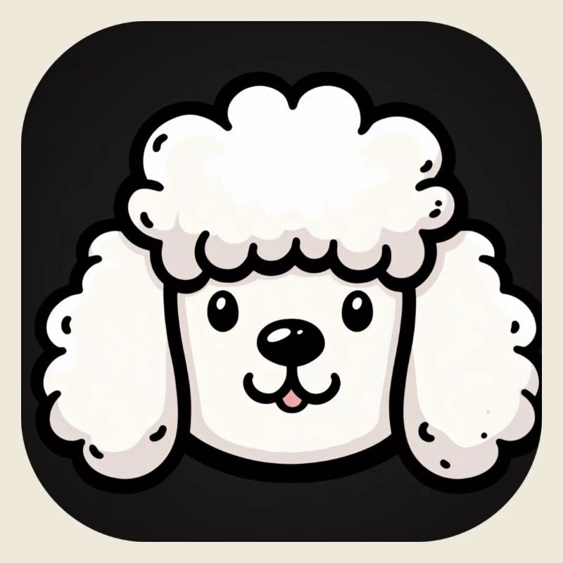 Poodle Head Dog with Fluffy Fur