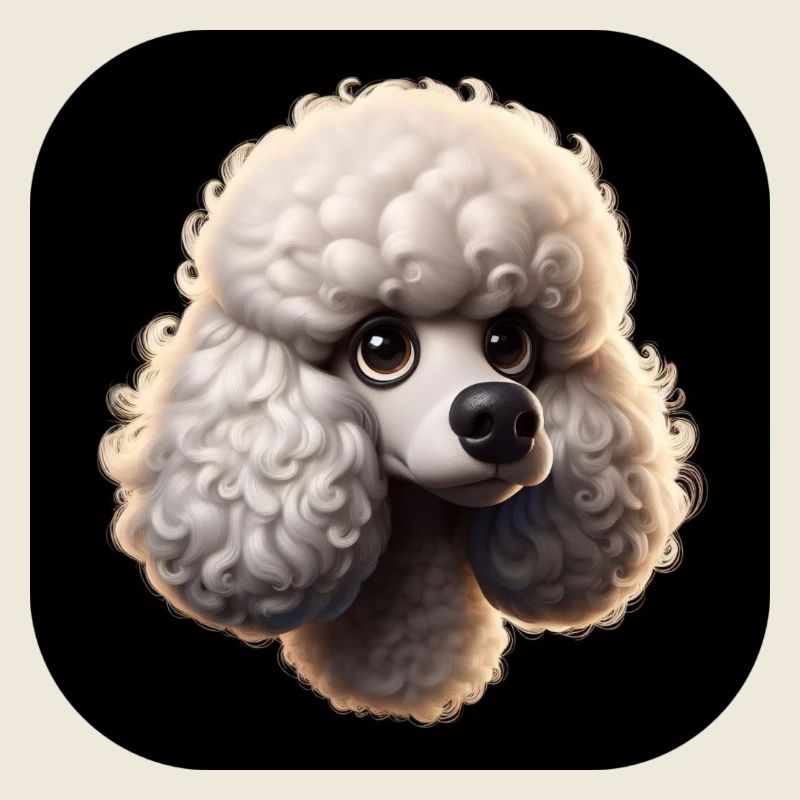 Poodle head in animation style