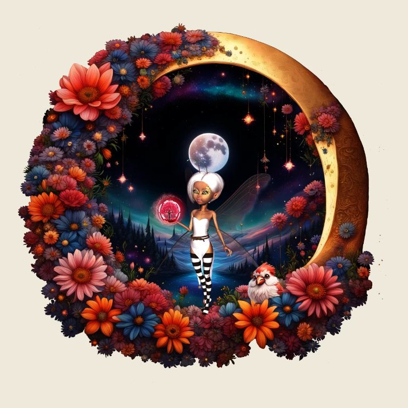 Fée mignonne au clair de lune