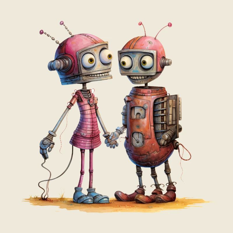 Verliebte Roboter Aus Einzelteilen Liebe Shirt