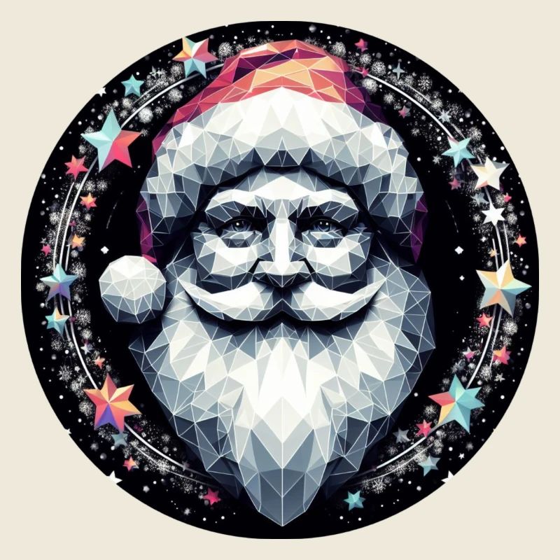 Weihnachtsmann Kopf in Kranz hell