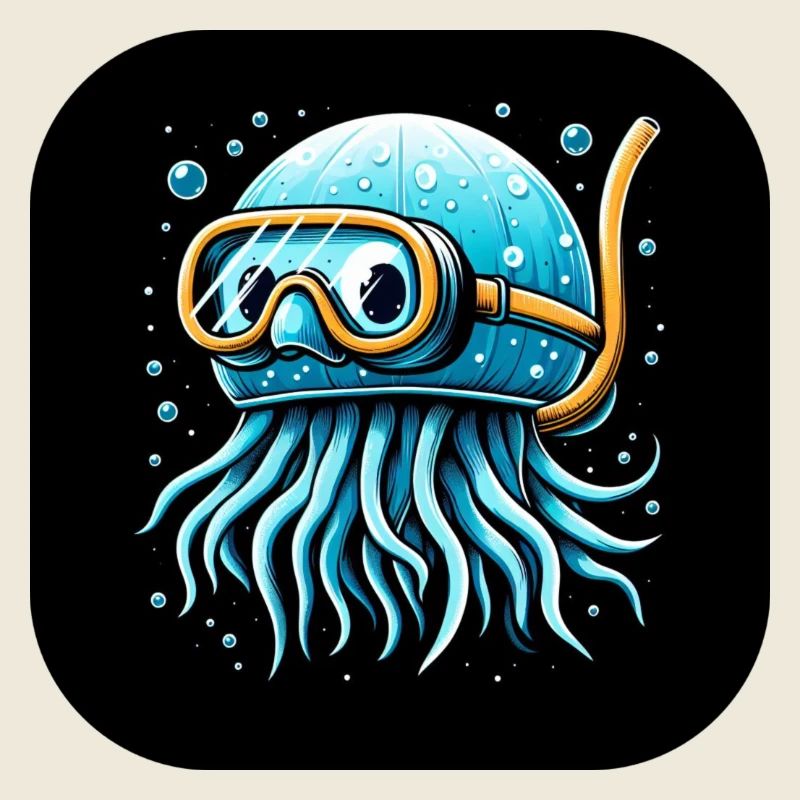 Krake mit Taucherbrille Comic