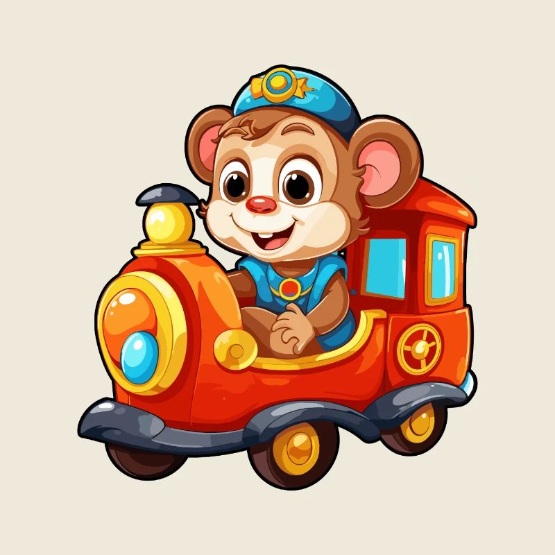 Monkey Railroad Chimpanzee Monkey Rides Railroad
