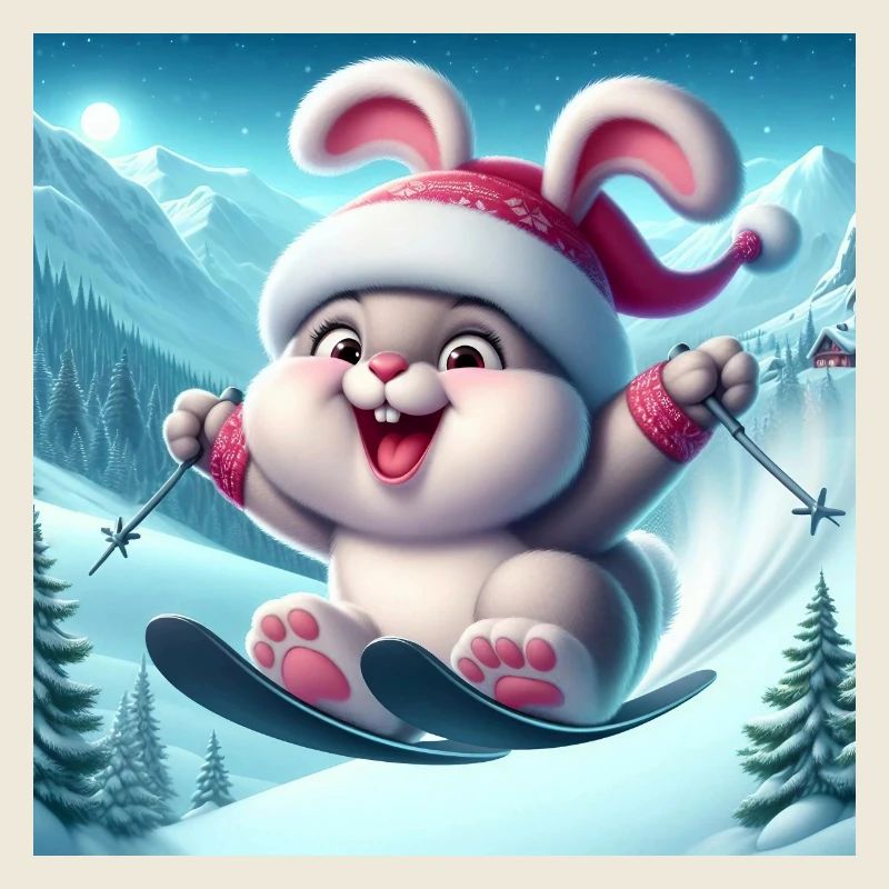 Lapin Saut Ski Noël