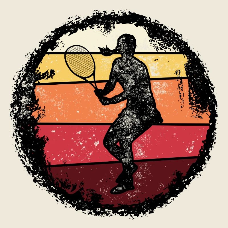 Retro Tennis Sunset Silhouette