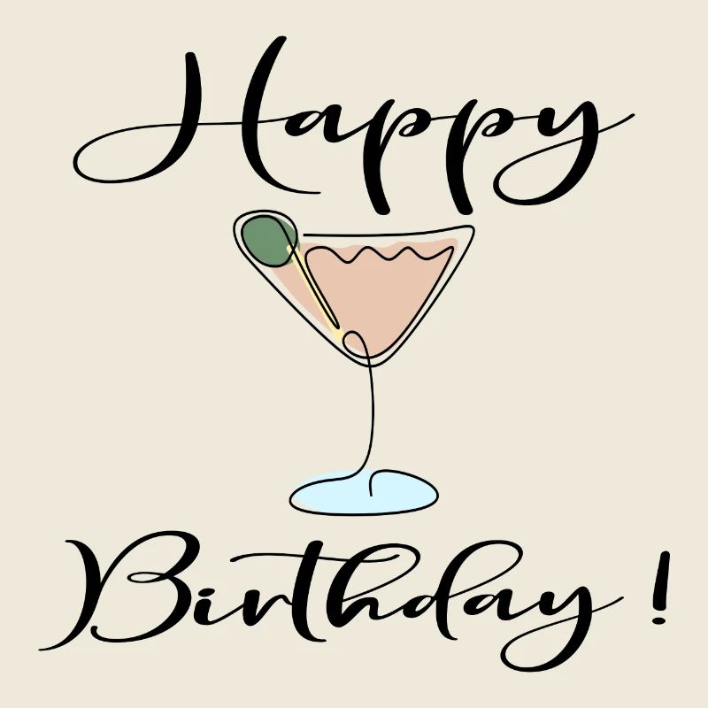 LINE ART ALLES GUTE ZUM GEBURTSTAG COCKTAIL
