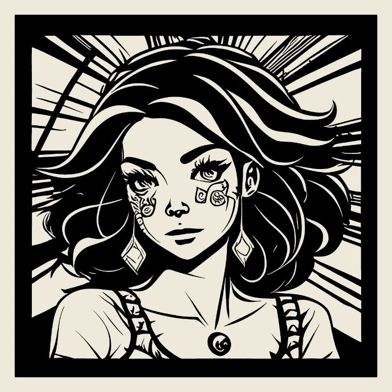 Fille de princesse hippie dans le style de bande dessinée Manga