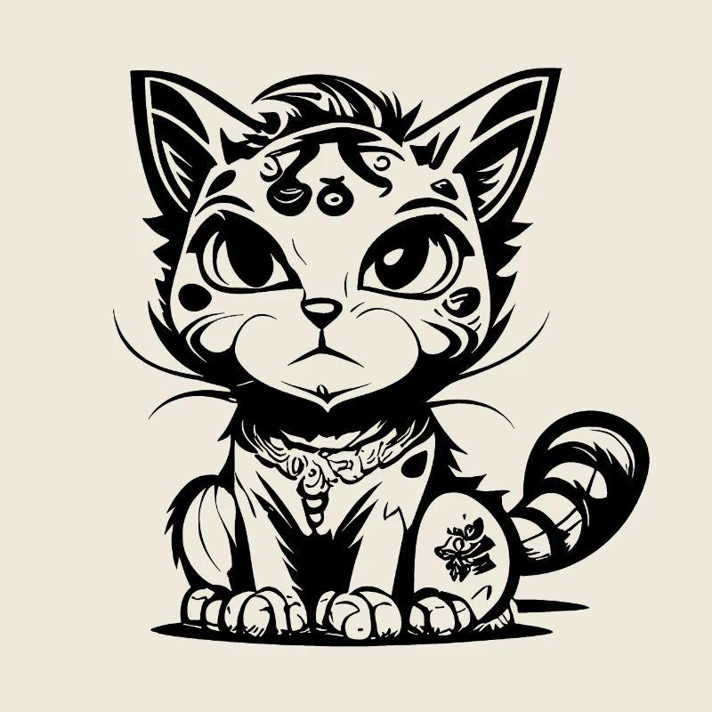 Niedliche sitzende Manga Comic Katze