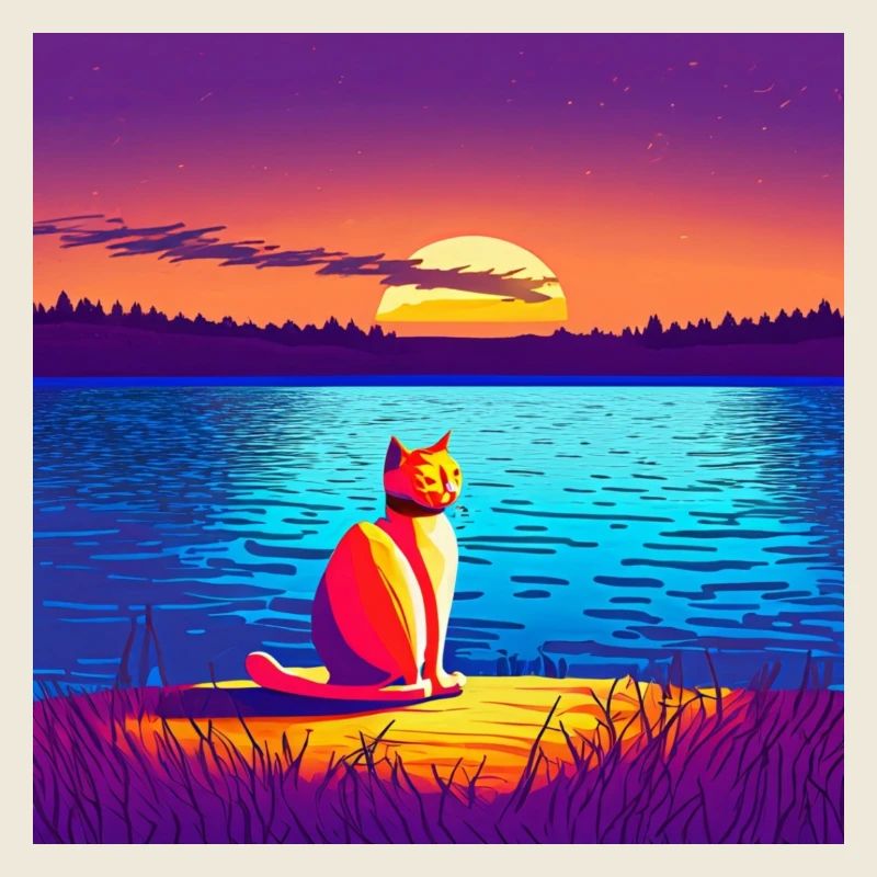 Cat enjoying the sunset