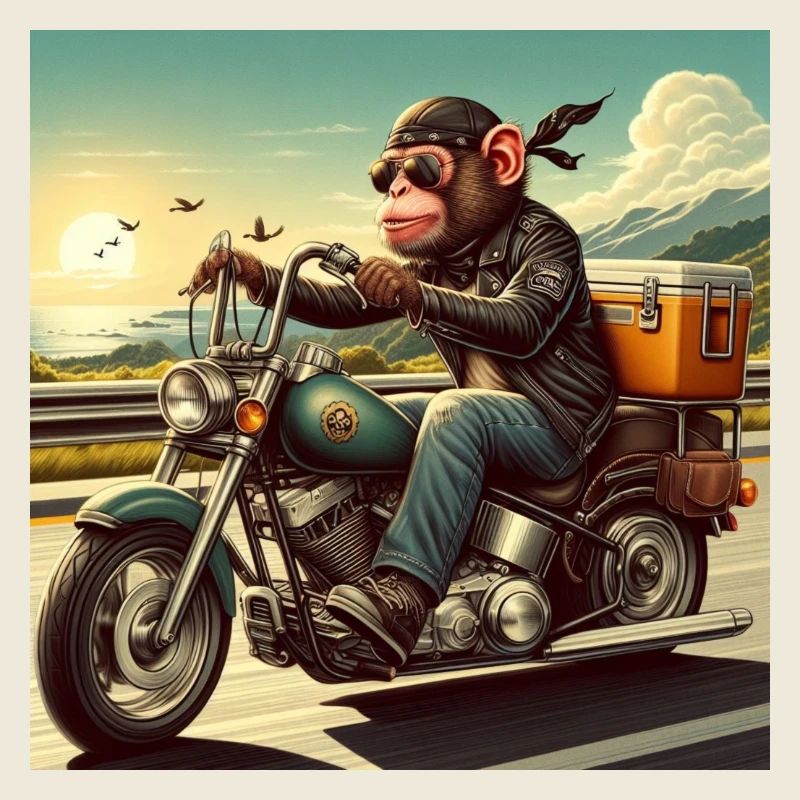 Affe auf Motorrad