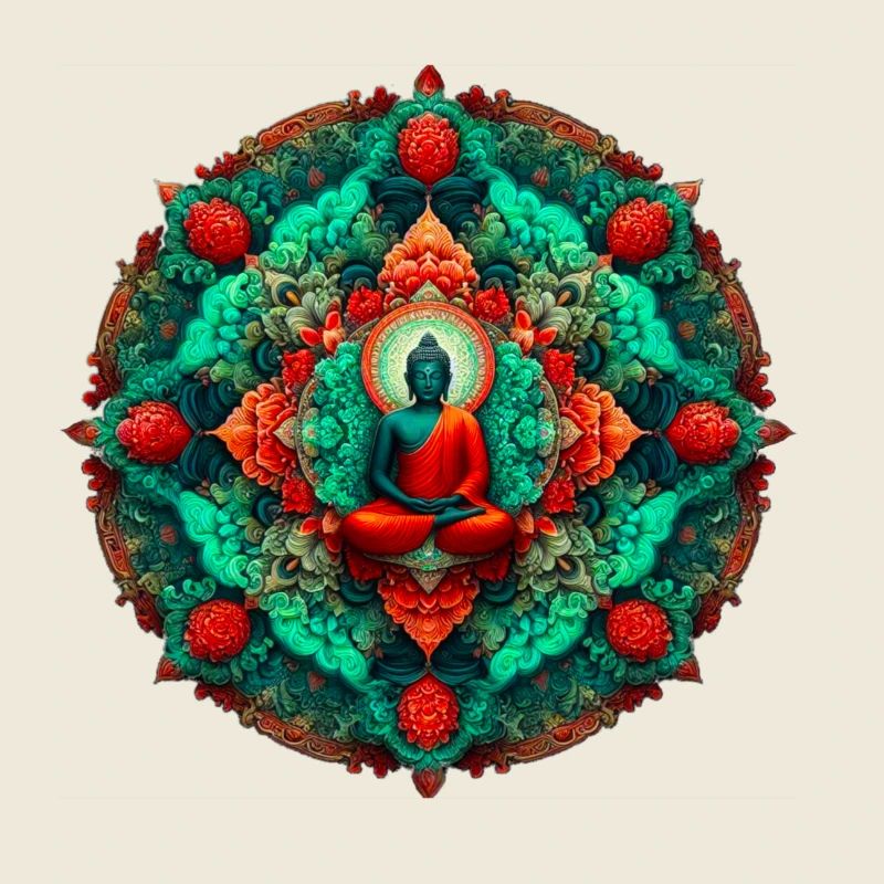 Bouddha Mandala sarcelle