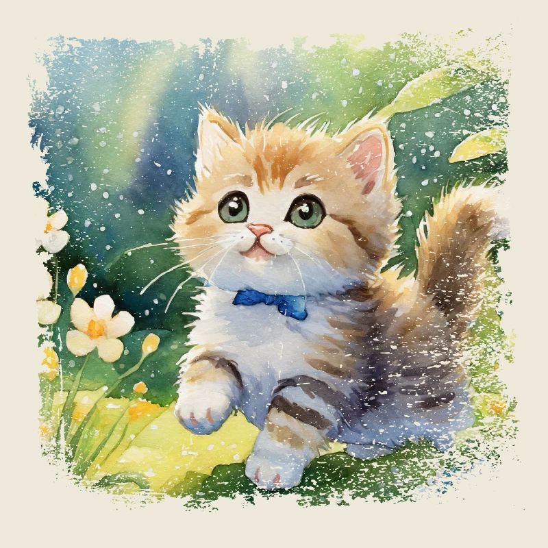 Mignon bébé chat jouant joyeusement dans le jardin