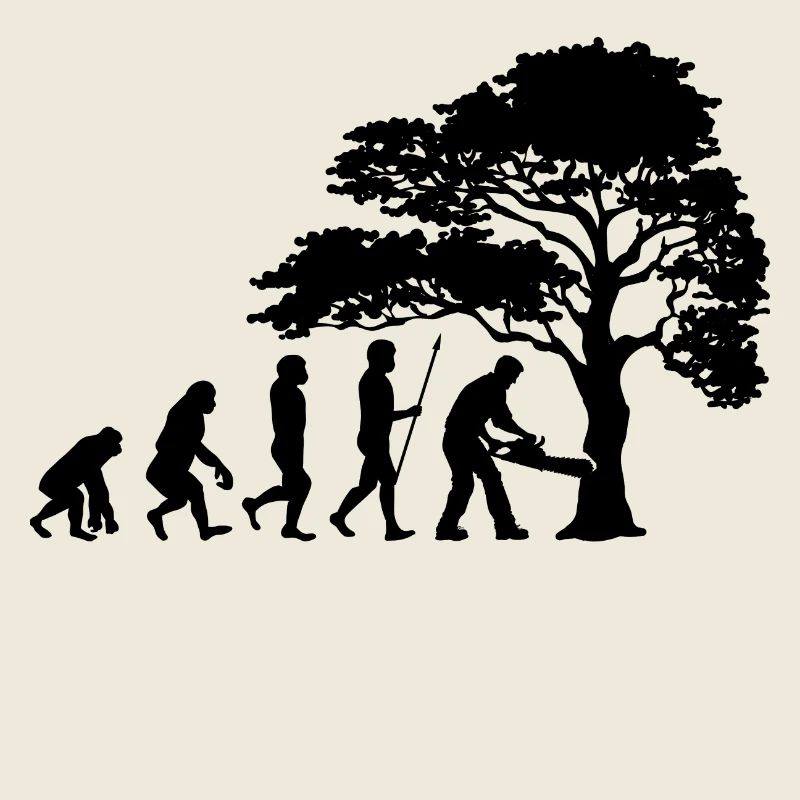 Holzfäller Baum Evolution Säge Sägespäne