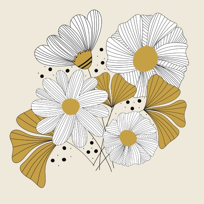 Blumenbouquet in gelb Linien-Kontrast