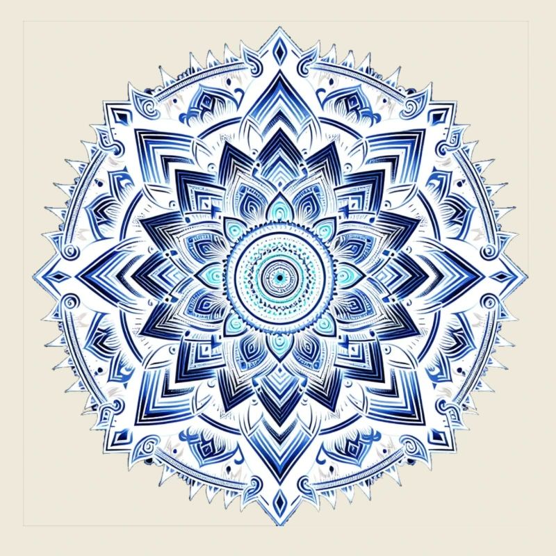 Mandala géométrique bleu