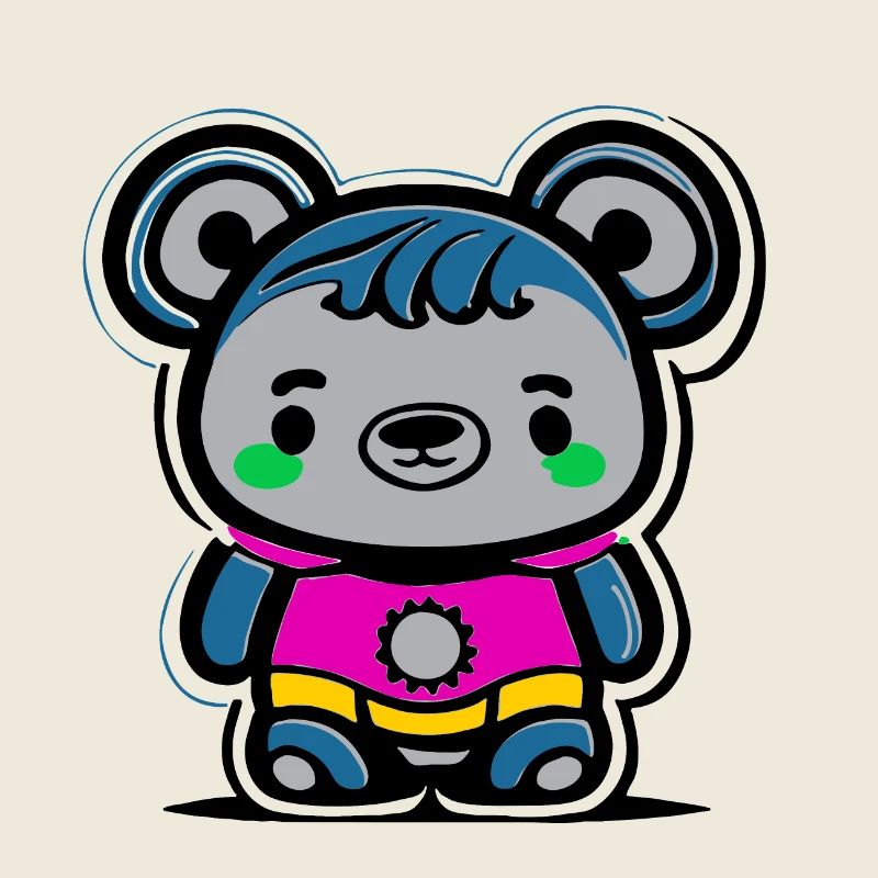 Motif de dessin animé panda néon
