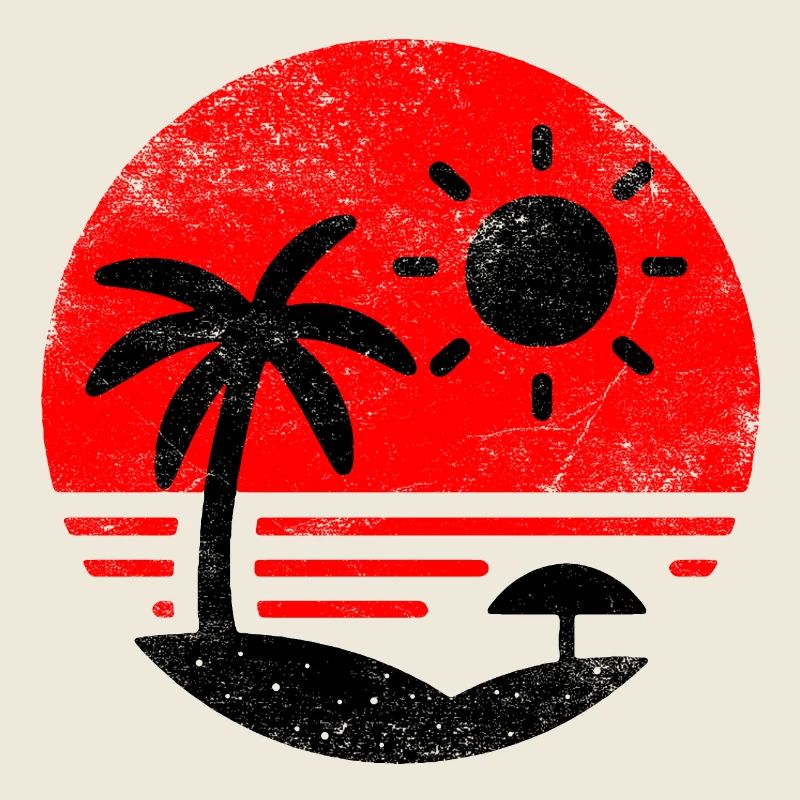 Plage Vintage Rouge Noir