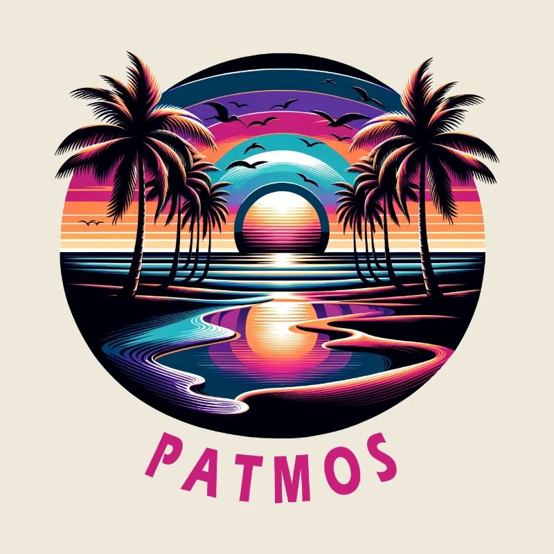 Patmos, Grèce, vacances, plage, coucher de soleil