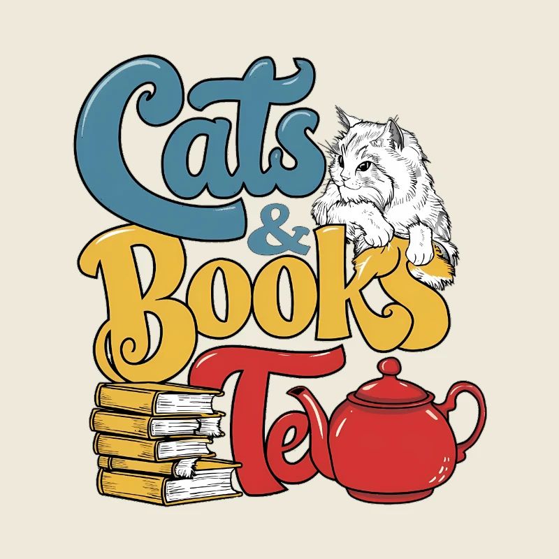 Conception de thème de chats et de livres