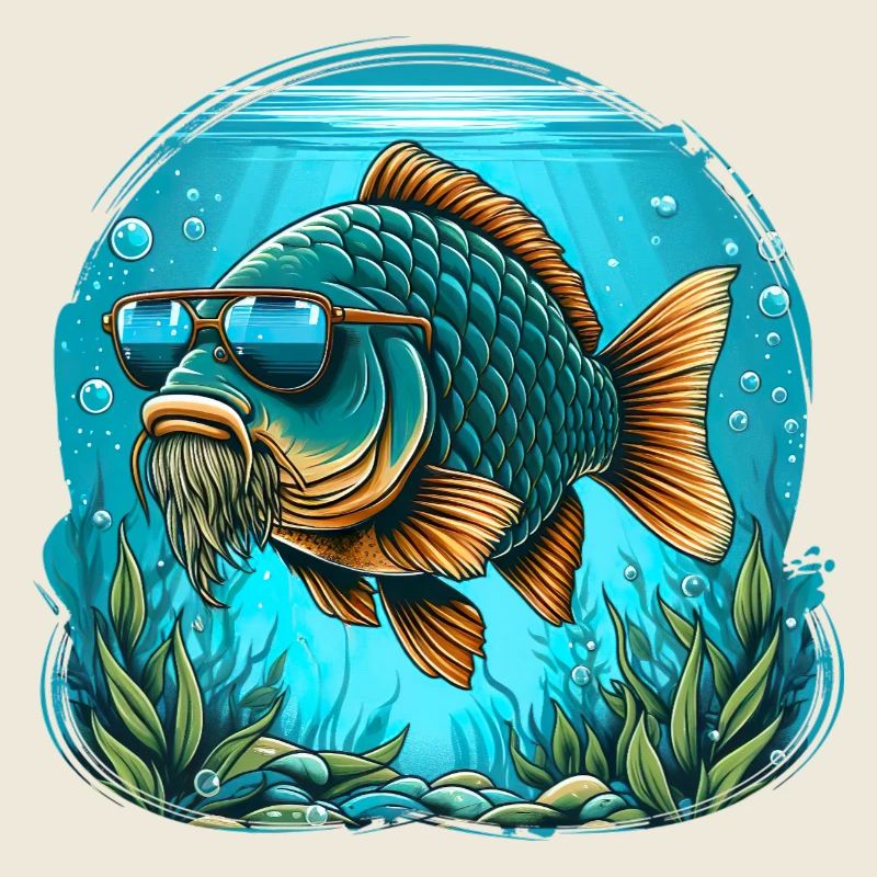 Carpe avec lunettes de soleil