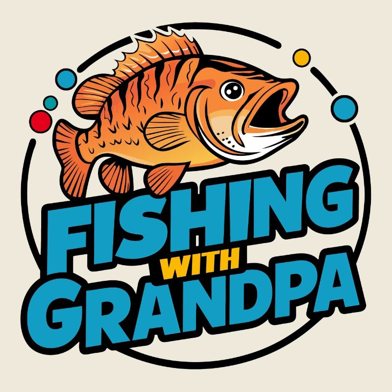 Pêche avec grand-père avec un design de poisson coloré